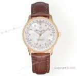 Swiss Copy Breitling Navitimer Automatic White Mop Face Rose Gold Leather Strap
